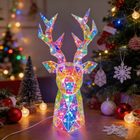 Sculpture de renne lumineuse à LED irisée, centre de table, alimentée par USB, décoration de Noël pour la maison