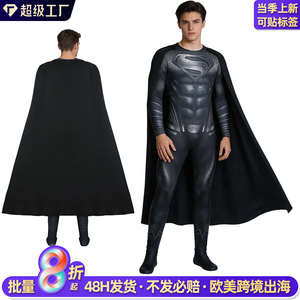 Costume de cosplay Superman noir, combinaison Justice League Henry avec cape imprimée, pour performance transfrontalière, taille adulte - Product Image 4