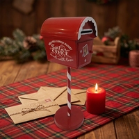 Boîte aux lettres classique de Noël en métal rouge fini, style vintage, pour la maison, décoration saisonnière