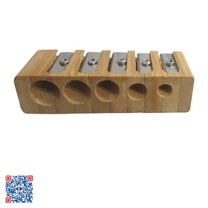 Aiguisoir de crayons multifonctions, cinq à 5 trous, <span class=keywords><strong>en</strong></span> <span class=keywords><strong>bois</strong></span> de bambou, pour l'école et le bureau - Product Image 5