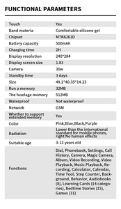 Yuniq vendita calda per bambini Smartwatch nuovo 2G HD chiamata bambino fotocamera SOS 1.83 pollici 500mAh 1.83 pollici 500mAh imparano orologi da carta per Silicone - Product Image 6