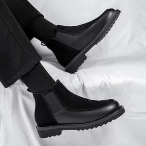 Bottes d'hiver en cuir pour hommes, <span class=keywords><strong>style</strong></span> <span class=keywords><strong>anglais</strong></span>, avec doublure en fourrure, tendance, toutes occasions. - Product Image 3
