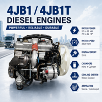 Moteur diesel fiable ISUZUU 4JB1 4JB1T turbocompressé et refroidi par intercooler, 57-68 kW, 3600 tr/min, pour pick-up, camionnette légère, fourgonnette