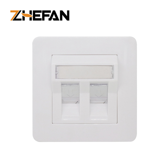 ZHEFAN double Port Keystone Jack Cat5e-Cat8 RJ45 Cable Switch Wall Plate 86 Network Faceplate Telecom Parts