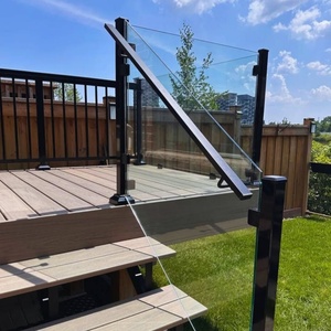 Support de verre sans cadre en acier inoxydable noir thermolaqué personnalisé pour systèmes de balustrades de balcon et de jardin - Product Image 2