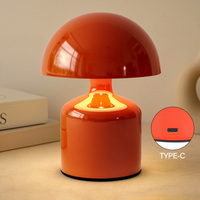 Lampe de nuit en forme de champignon en métal rechargeable décorative, gradation progressive, 3 modes, lampe de table