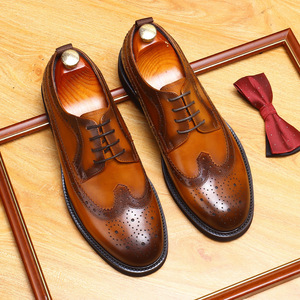 Chaussures de mariage classiques d'automne pour hommes en cuir véritable respirantes antidérapantes à lacets pour le bureau et les soirées - Product Image 4