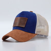 Gorra Trucker con Parche de Cuero, Bandera de EE. UU., de Daim Transpirable, con Logotipo OEM/ODM, para Deporte, Uso Diario en Exteriores, Alta Calidad, Venta al Por Mayor
