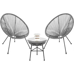Chenyang — set de 3 pièces de chaises ovales, chaise de table, de patio et café, meubles de jardin d'extérieur en osier et en rotin