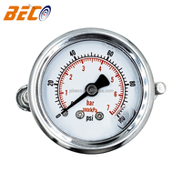 1.5inch Dial Glycerin Pressure Gauge 0-100Psi/7Bar Air Compressor Pressure Gauge with Bracket