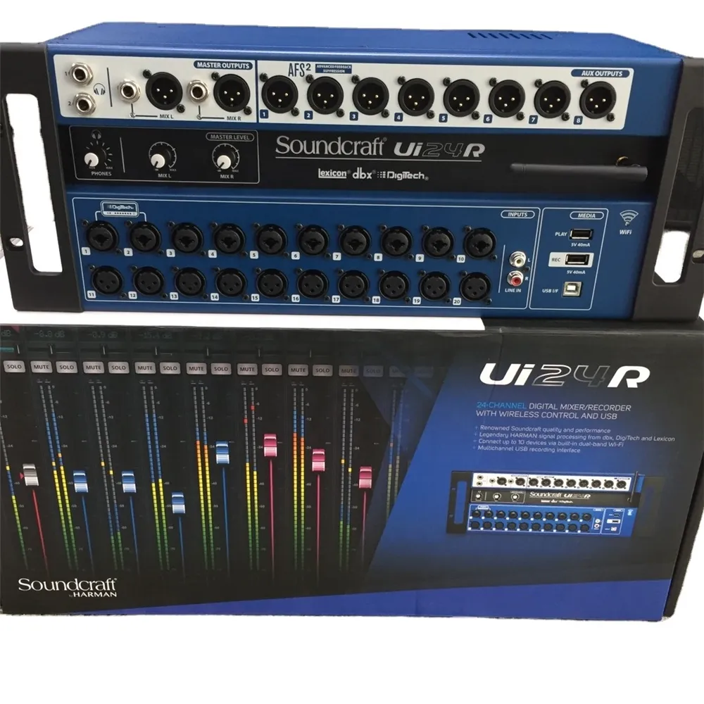 Ücretsiz kargo Soundcraft Ui24R 24 kanal dijital mikser çok kanallı USB kaydedici ile kablosuz kontrol