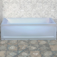 Baignoire rectangulaire encastrable en acrylique écologique avec drain intégré et jupe de protection pour les jambes, pour bébés et adultes, idéale pour appartement et salle de bain