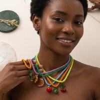 Zomerse elektrolytisch verzinkte hanger kersen, hot selling touwketting, schattige kleur voor fruit hars dames sieraden