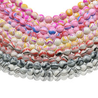 Perles en verre rondes de 8 mm à rayures marbrées, 6 couleurs, motif veineux, perles de cristal en vrac pour bijoux uniques – Stock d'usine en gros