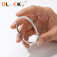 LUCKYJIU Fabricants de bijoux personnalisés Bracelet manchette délicat en cristal plaqué argent étanche pour femme usage quotidien