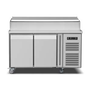 Réfrigérateur de comptoir sur mesure en acier inoxydable 304 201, table de préparation de salades et pizzas à 2 portes pour voiture de restauration - Product Image 1