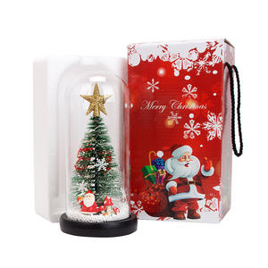 Ornements d'arbre de noël veilleuse bureau créatif cadeaux de noël couverture en verre en <span class=keywords><strong>bois</strong></span> lueur Mini ornements de noël noël LED - Product Image 6