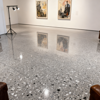 Sol en terrazzo personnalisé pour projet hôtelier, comptoir en terrazzo de luxe, dalles en terrazzo en pierre artificielle