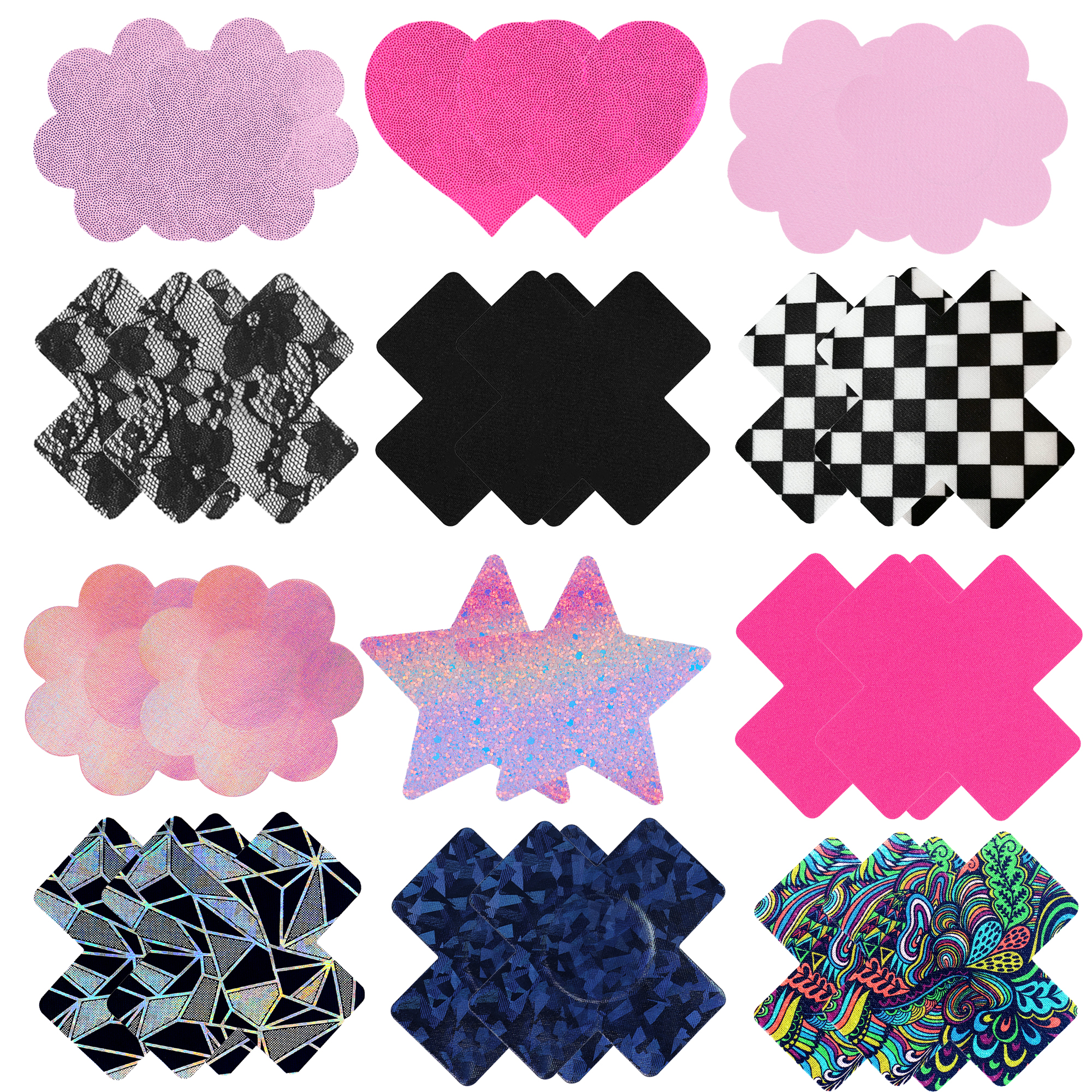 Hot Multi Adhesive Breast Chest Sticker Pink Nipple Pasties Fabric Nipple Cover Bulk Pasties Black Sexy Exotic Nipple Pasties