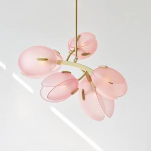Ancienne Branche Lumière De Luxe Art Fleur Bourgeon <span class=keywords><strong>Lustre</strong></span> Moderne Français Crème Style Verre Milieu LED Dimmable Salon Salle À Manger - Product Image 3