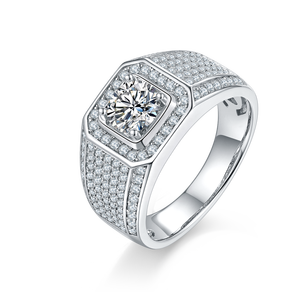 लुस्टर <span class=keywords><strong>1ct</strong></span> लक्जरी s925 स्टर्लिंग चांदी सफेद सगाई की पूर्ण हीरा मोइससानाइट रिंग - Product Image 1