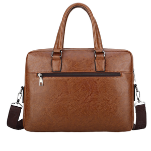 Porte-documents en cuir PU grande capacité, sacoche pour ordinateur portable, sac à bandoulière de bureau, couleur unie, haute qualité, logo personnalisé - Product Image 1