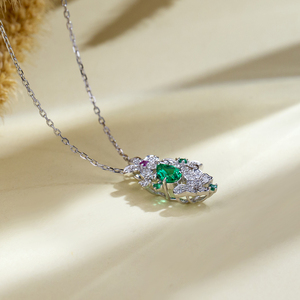 MSN-1052 สร้อยคอเงินแท้ 925 ดีไซน์สวนดอกไม้และผีเสื้อจาก Messi Jewelry - Product Image 2