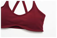 Soutien-gorge de sport pour femme à col en V, dos croisé évidé, avec coussinets amovibles, maintien léger, pour le yoga, la gym et le fitness