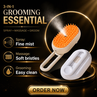 Brosse électrique pulvérisatrice pour animaux de compagnie, peigne vapeur pour toilettage de chats et chiens avec poignée pliable pour l'élimination des poils morts et le démêlage – Vente en gros