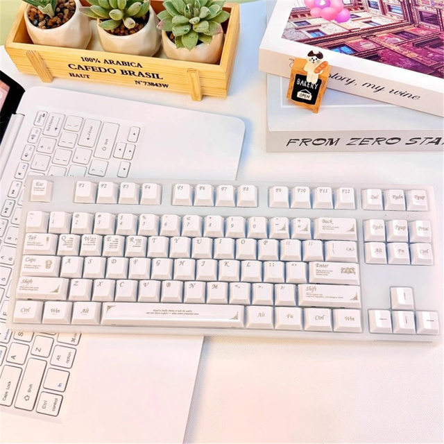 Personality Similarity Ceramic Feel White Keycap 119 Keys Cherry Profile PBT Dye Subbed Keycap for Mx Switch Mechanical Keyboard