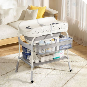 Centre de Bain et de Change pour Bébé Pliable et Réglable <span class=keywords><strong>en</strong></span> <span class=keywords><strong>Hauteur</strong></span> avec <span class=keywords><strong>Baignoire</strong></span> Amovible, Matériaux sans BPA, Imperméable et Design Compact - Product Image 6