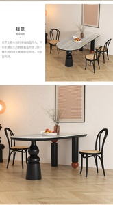 Mesa de Comedor Ovalada de Estilo Francés Moderno, con Cubierta de Piedra Sinterizada y Base de Madera Sólida, Juego de Muebles para Restaurante y Hotel - Product Image 3