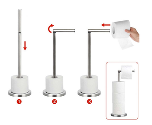 <span class=keywords><strong>Portarrollos</strong></span> cuadrado de acero inoxidable, <span class=keywords><strong>portarrollos</strong></span> de papel higiénico de baño, soporte de <span class=keywords><strong>pie</strong></span> con reserva, moderno, negro - Product Image 6