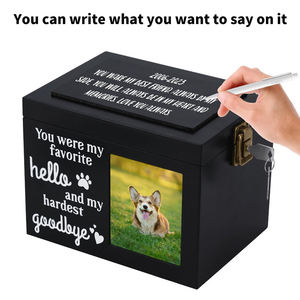 옵션 사진 디스플레이 및 이름 조각과 개 고양이 유골을위한 도매 기념 나무 애완 동물 화장 항아리 상자 - Product Image 3