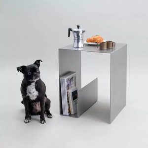 Tavolino Laterale Creativo in Acciaio Inox, Comodino Compatto <span class=keywords><strong>per</strong></span> Casa, Tavolino da Tè Quadrato in Metallo <span class=keywords><strong>per</strong></span> Balcone - Product Image 2