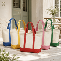 Sac fourre-tout en toile personnalisable de 16 oz, résistant à l'eau, écologique, avec surpiqûres contrastées, grande capacité, tendance