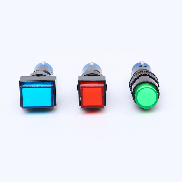 ELEWIND 8MM High Head Square Plastic Signal LED Indicator Pilot Lamp IP44 Plug-In Terminal Green/Red Options (PB081F-D/G/12V)