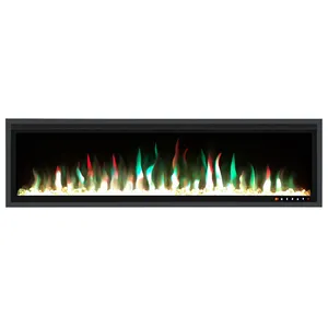 42 50 60 65 72 inch wall mounted insert big long thin edge electric fireplace with high quality