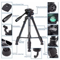 Tripod Profesional YUNTENG VCT-668 Bahan Aluminium Alloy Portabel dengan Kunci Putar dan Waterpass untuk Kamera Digital/Video - Laris Terjual