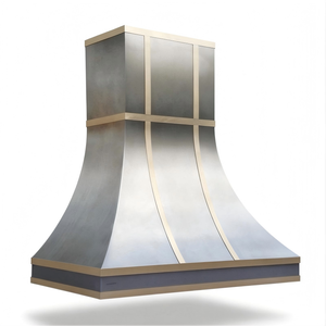 <span class=keywords><strong>Campana</strong></span> Extractora Arquitectónica de Acero Inoxidable <span class=keywords><strong>con</strong></span> Detalles de Latón, Curva, de Pared, para Cocinas de Villas - Product Image 3