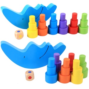 Los niños educativos de madera de juguete de equilibrio bloques de barco juego azul de madera juguete de equilibrio de luna de Juguetes - Product Image 2