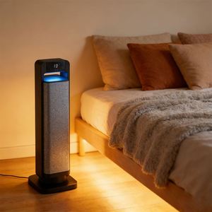 Radiateur soufflant d'appoint en céramique PTC 2000W à chauffage rapide, sur pied, sans pales, oscillant, silencieux, avec télécommande et écran LED - Product Image 4