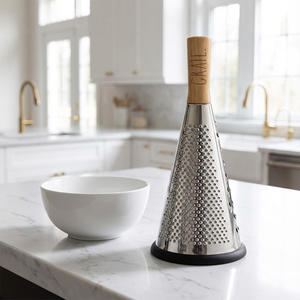 <span class=keywords><strong>Râpe</strong></span> <span class=keywords><strong>à</strong></span> fromage <span class=keywords><strong>rotative</strong></span> multifonction avec poignée en <span class=keywords><strong>bois</strong></span>, en acier inoxydable, pour légumes et fromage - Product Image 3