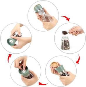Supplier Domestic Manual <b>Glass</b> <b>Bottles</b> Dry Spice Grinder Bamboo <b>Lid</b> Salt and Pepper Spice Grinder <b>with</b> <b>Glass</b> Jar - Product Image 3