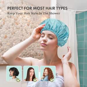 <span class=keywords><strong>Bonnet</strong></span> de douche imperméable en satin double couche pour teinture capillaire, ski, cyclisme, affaires, pêche, fête - Product Image 5