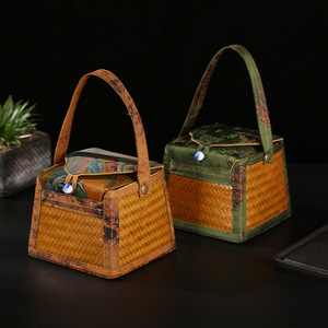 Chinese Handmade Bamboo Woven Tea Storage Bag Rectangle Travel Portable With Protection Feature Guizhou Origin - Product Image 2