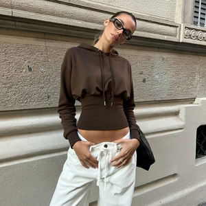 เสื้อครอปผู้หญิงทรงสลิมฟิตแขนยาวเอวสูงลำลองสำหรับฤดูใบไม้ร่วงและฤดูหนาว - Product Image 3