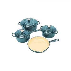 Juego de utensilios de cocina de hierro fundido esmaltado-7 piezas que incluyen Horno Holandés, sartén, cacerola, <span class=keywords><strong>olla</strong></span> para salsa, 3 tapas - Product Image 1
