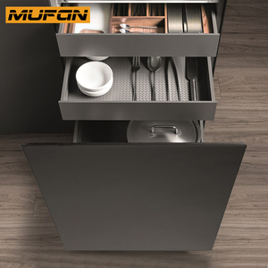 Đen MDF tủ bếp với đảo bán đồ nội thất thiết kế hiện đại PVC tủ bếp manufactur sẵn sàng để lắp ráp - Product Image 4
