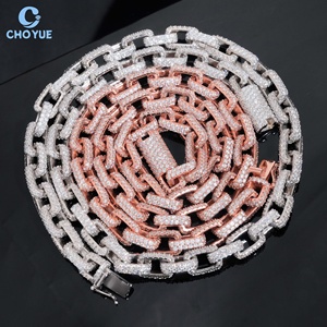 Solid 925 Silver Moissanite Cuban Link <b>Chain</b> Necklace Rhodium Plated Hip Hop <b>Iced</b> <b>Out</b> Jewelry - Product Image 5
